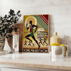 Grünes und schwarzes Rom Marathon Poster mit stilisiertem Läufer und Skyline