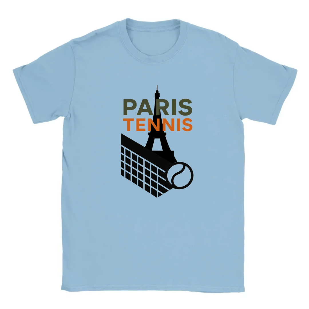 T-shirt featuring a graphic of a tennis player in Paris
