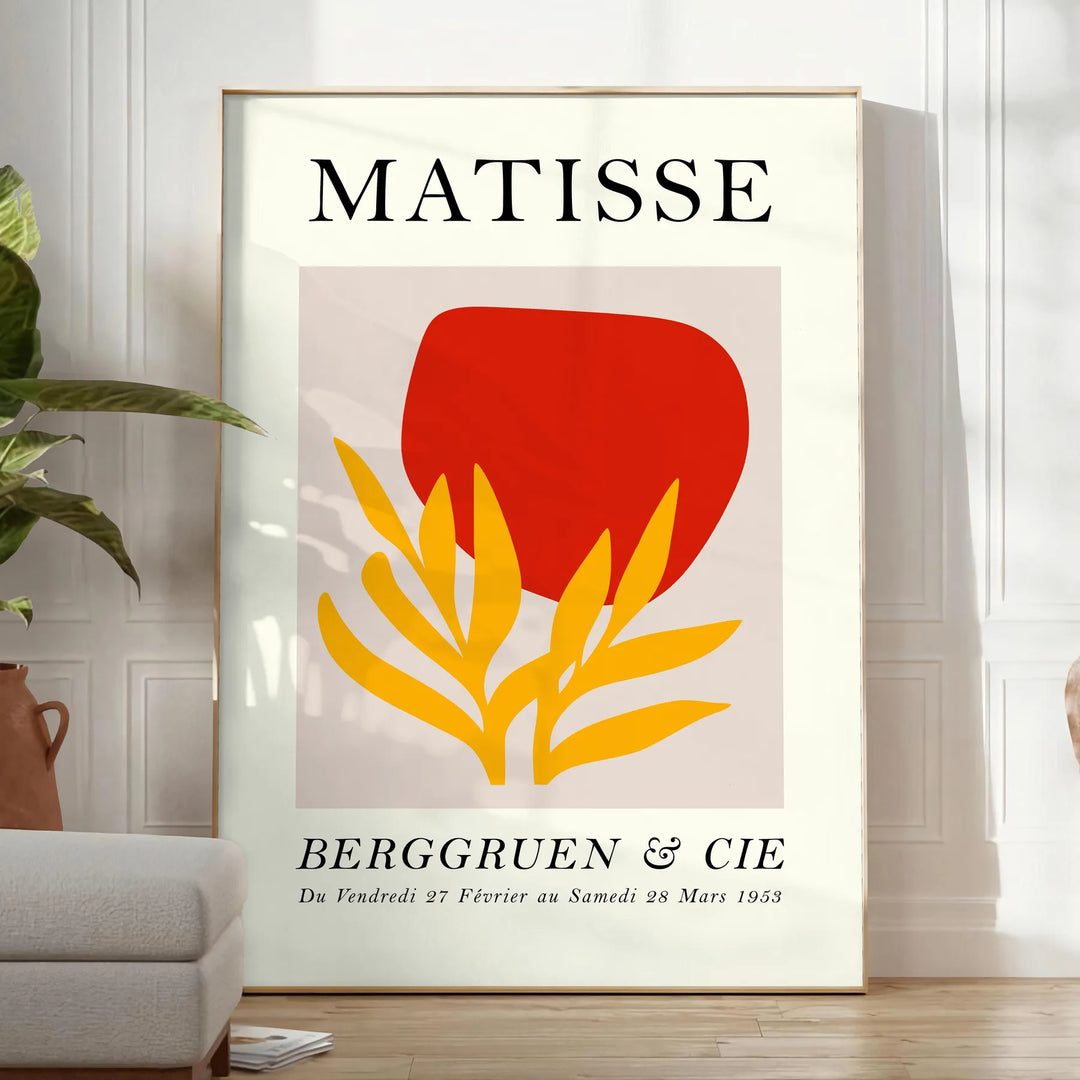 Poster showing Matisse Papiers Découpés style white and orange abstract composition