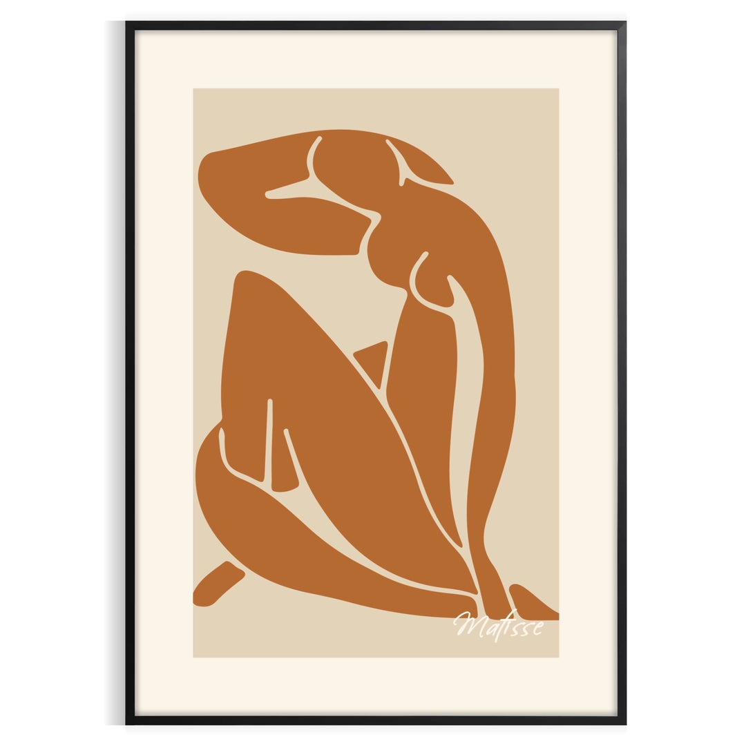 Matisse Blue Nude II in cut-out style, featuring blue, white, and brown tones