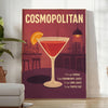 Stylized Cosmopolitan cocktail glass with orange and brown hues
