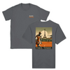 T-shirt featuring a graphic print of tennis elements and the Eiffel Tower