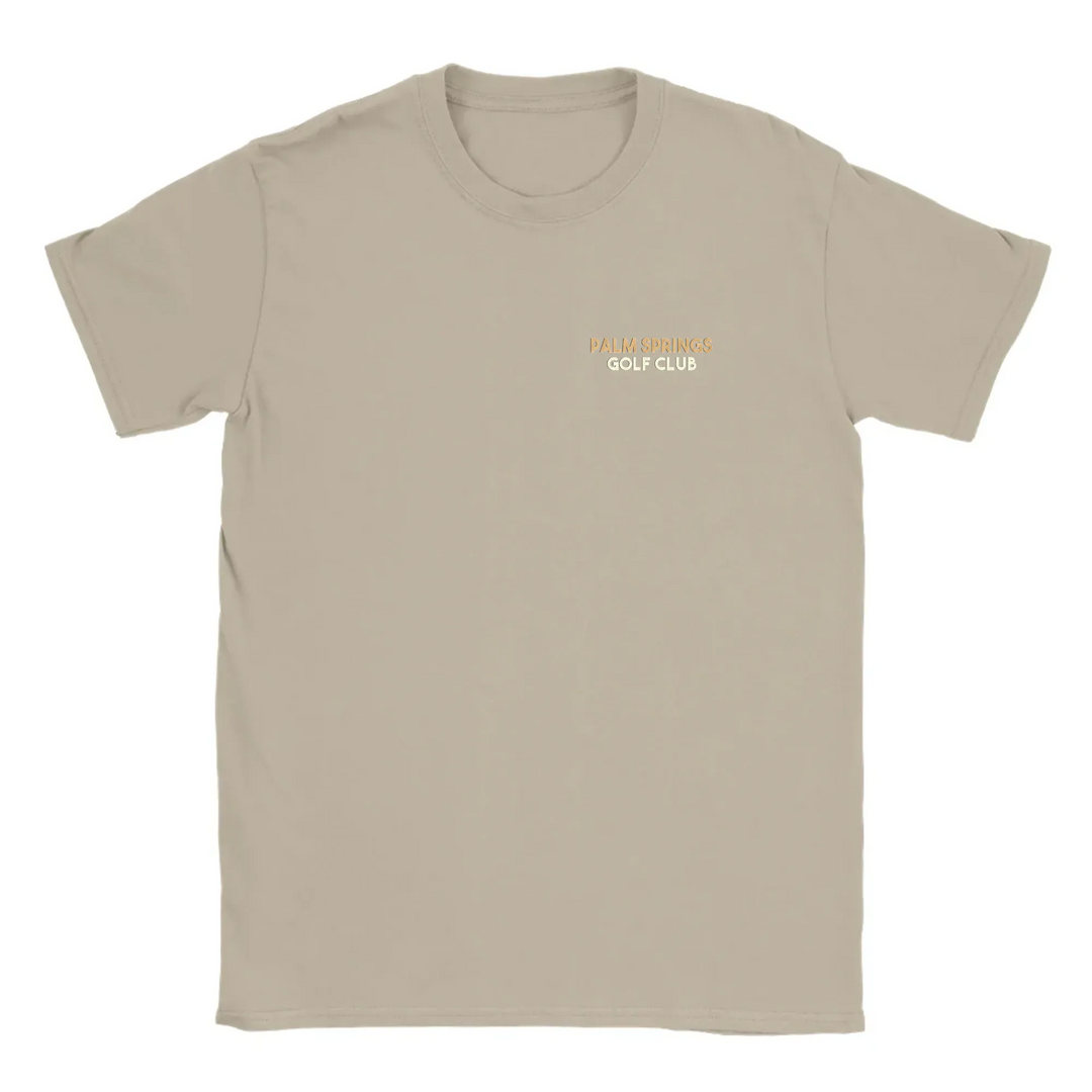 T-shirt with embroidered graphic of Palm Springs golf scene