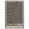 Minimalist poster featuring black lines on a gray background, inspired by Bauhaus design