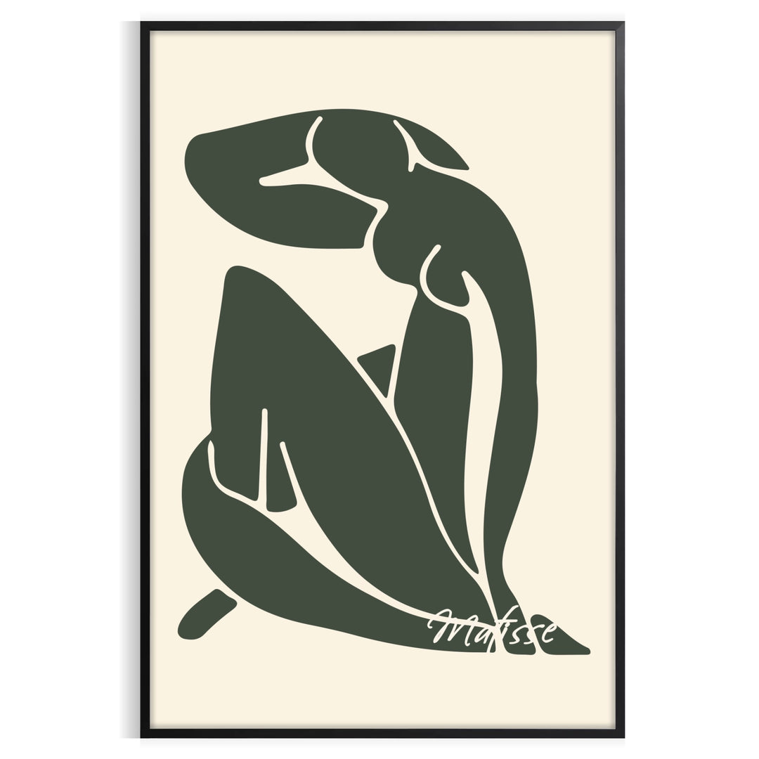 Abstract figure in blue tones with gray and white accents by Matisse