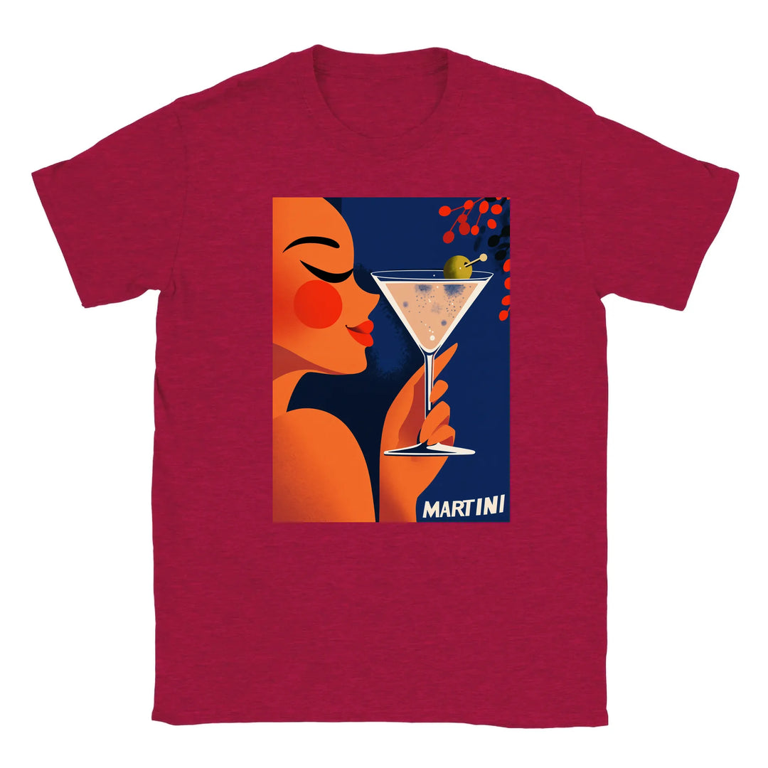 カクテルを楽しむ女性のグラフィックがプリントされたTシャツ