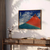Traditional ukiyo-e style depiction of Mount Fuji in green and red
