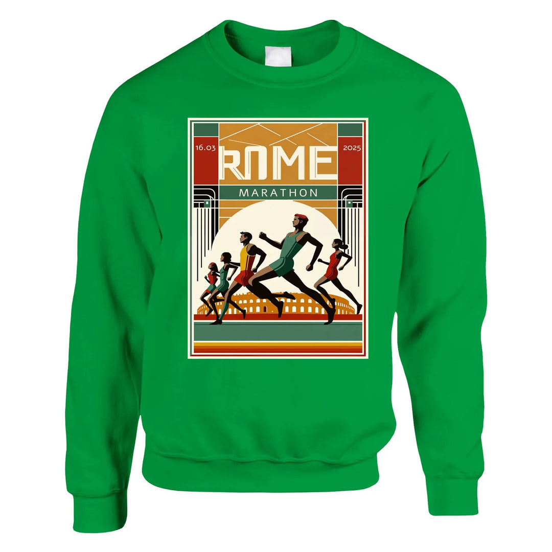 Crewneck sweater featuring a graphic of the Rome Marathon logo