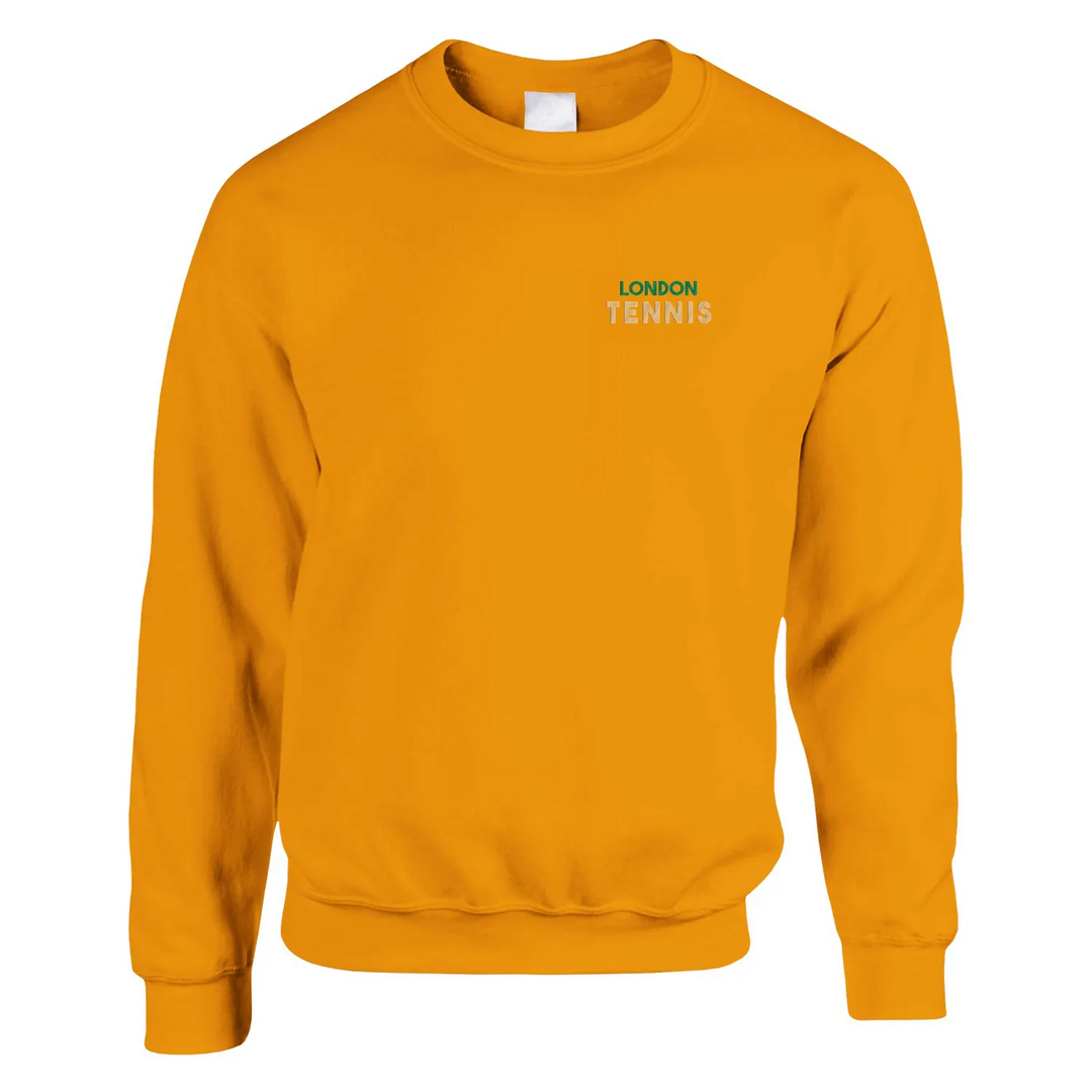 Embroidered sweater featuring a tennis theme with London elements