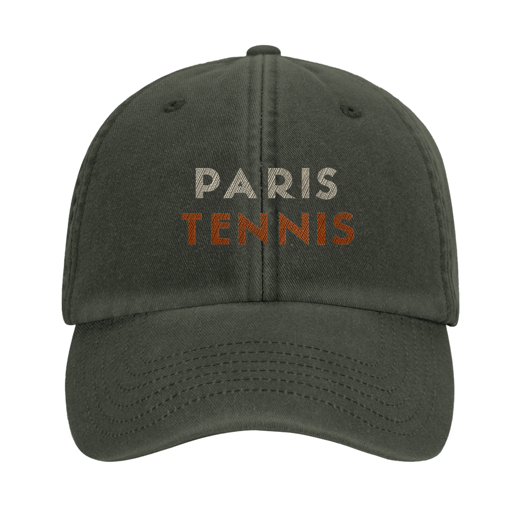 Embroidered cap featuring a vintage Paris Tennis 3 design