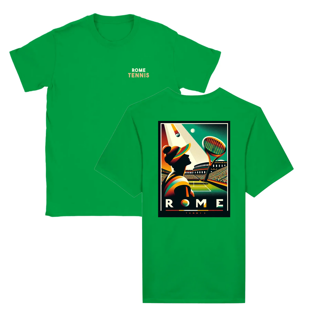 T-shirt featuring a graphic design of Roma Tennis logo
