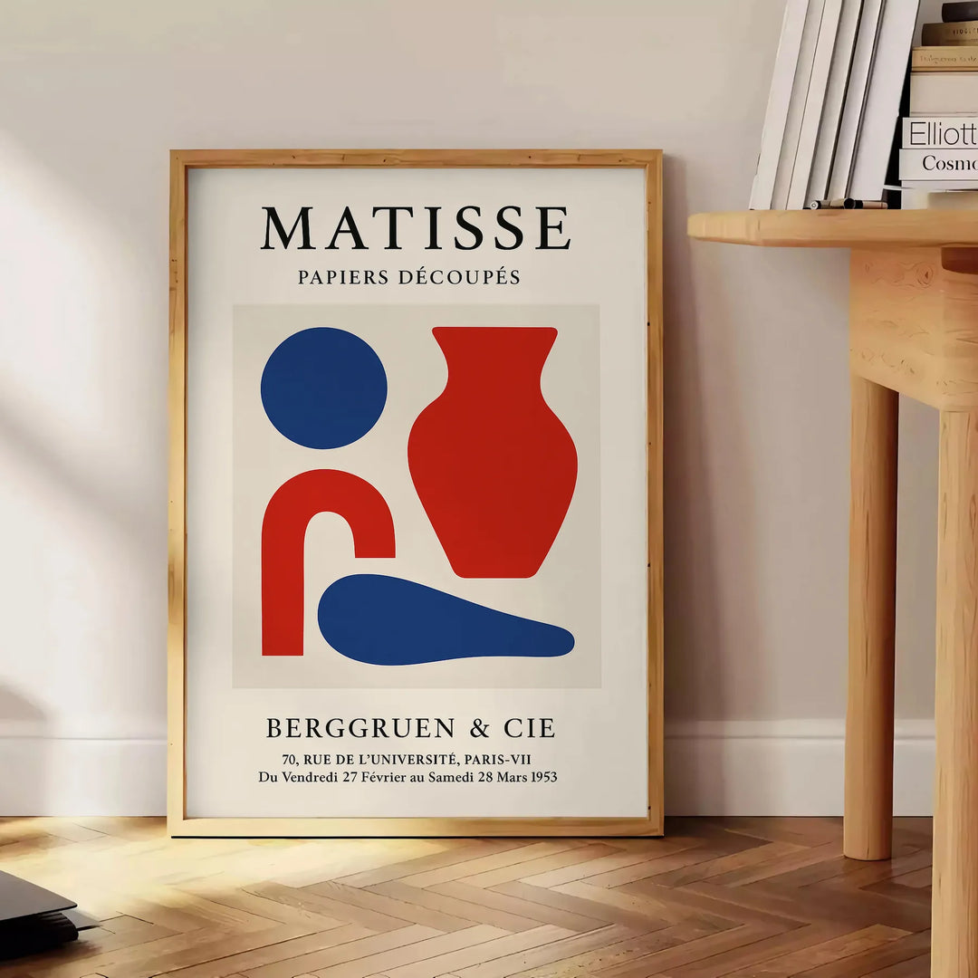 Poster showing Matisse cut-paper composition in white and gray tones