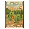 Playful dinosaurs engaging in basketball in Central Park, New York