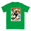 T-shirt featuring a graphic of tennis rackets and a Miami skyline