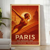 Brown and green swimming figure art poster, minimalist vintage-style illustration