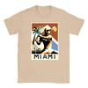 T-shirt featuring a graphic of tennis rackets and a Miami skyline