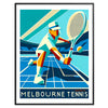 Vintage illustration of tennis players at the Australian Open in Melbourne - in a black frame