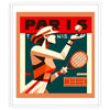 Art Deco illustration of a female tennis player in Paris - in a white frame
