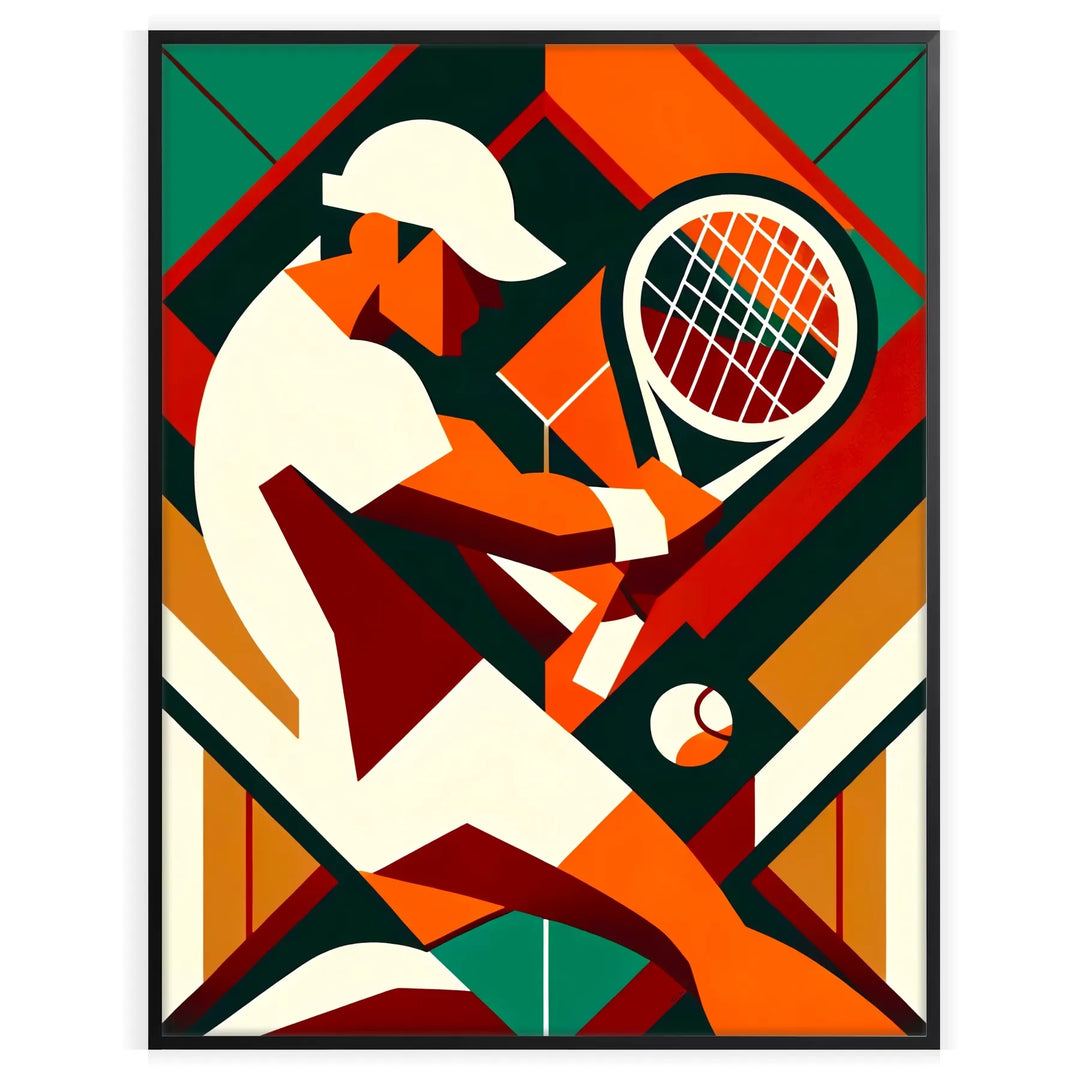 Vintage tennis poster featuring a classic design with muted colors