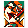 Vintage tennis poster featuring a classic design with muted colors - in a black frame
