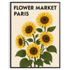 Vintage botanical Paris flower market poster in green and yellow tones