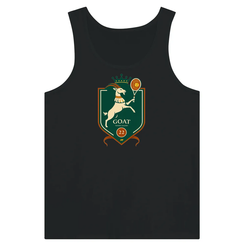 Unisex tank top featuring a graphic of Tennis GOAT Rafa