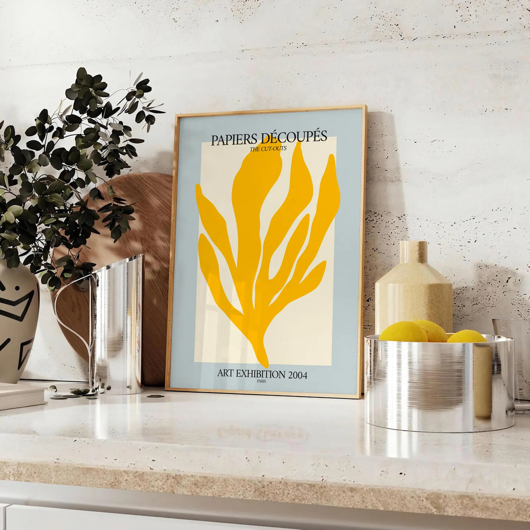 Matisse Papiers Découpés poster showing orange and green cut-paper composition
