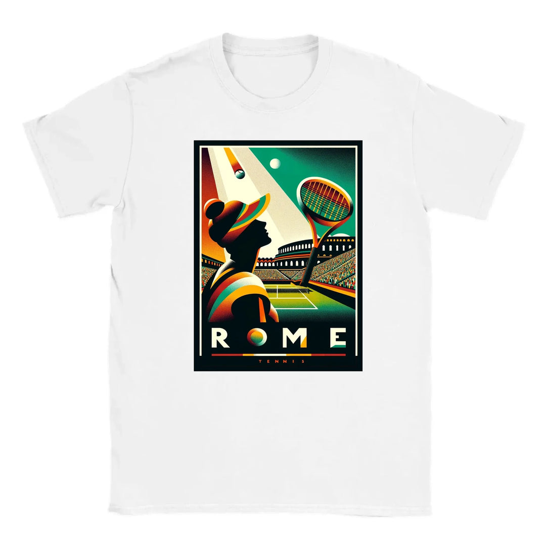 T-shirt featuring a graphic of a tennis player in action