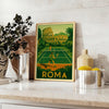 Yellow and gray Rome jungle tennis poster with vintage graphic style
