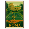 Yellow and gray Rome jungle tennis poster with vintage graphic style