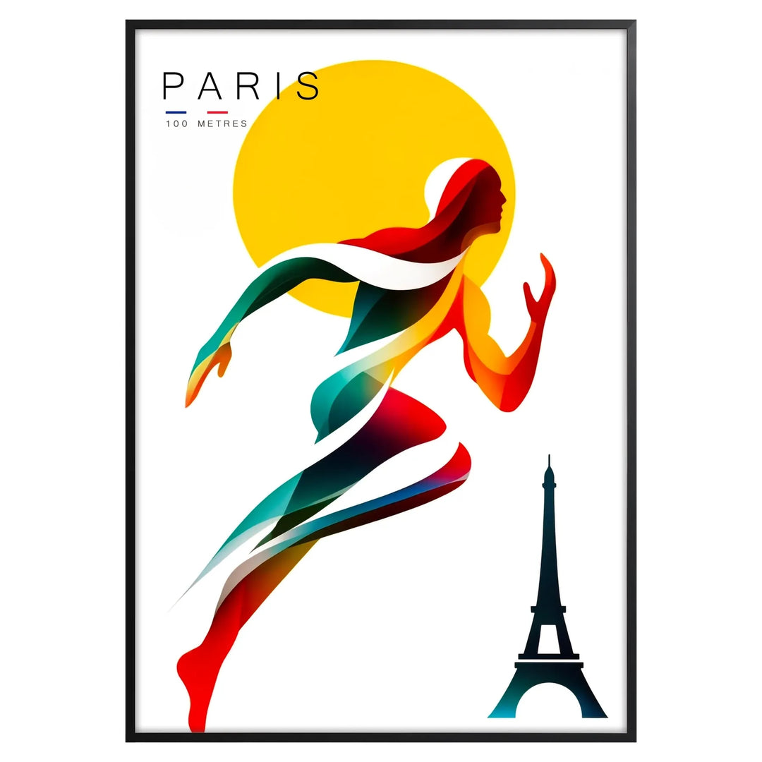 Dynamic illustration of athletes competing in the Paris 2024 Olympics