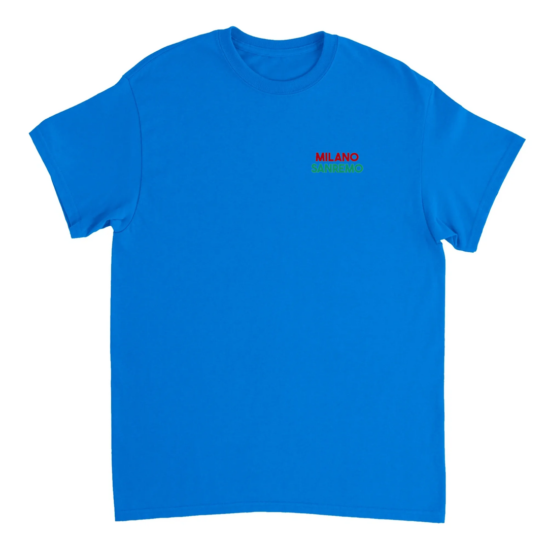 T-shirt featuring a graphic of the Milano–Sanremo cycling race