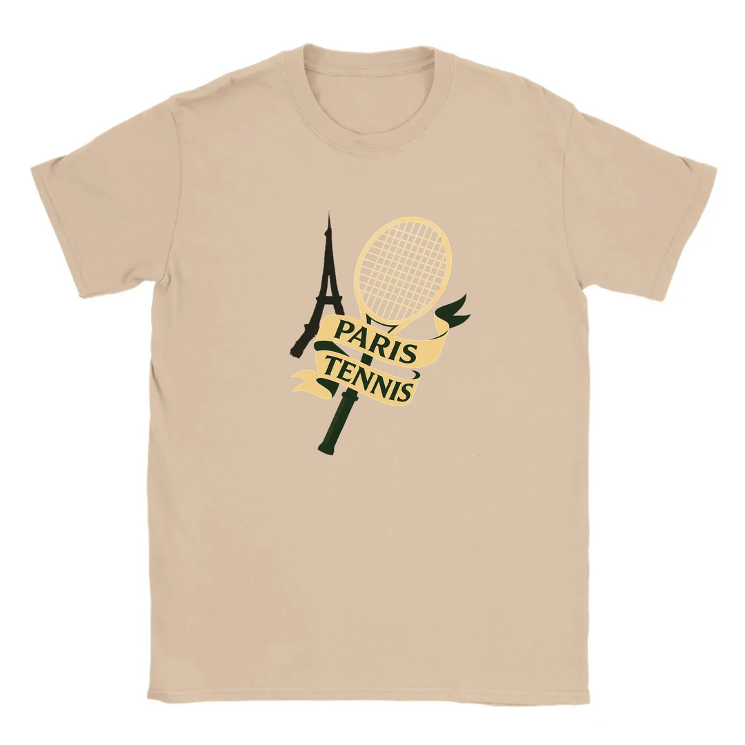 T-shirt featuring a graphic of tennis players in Paris