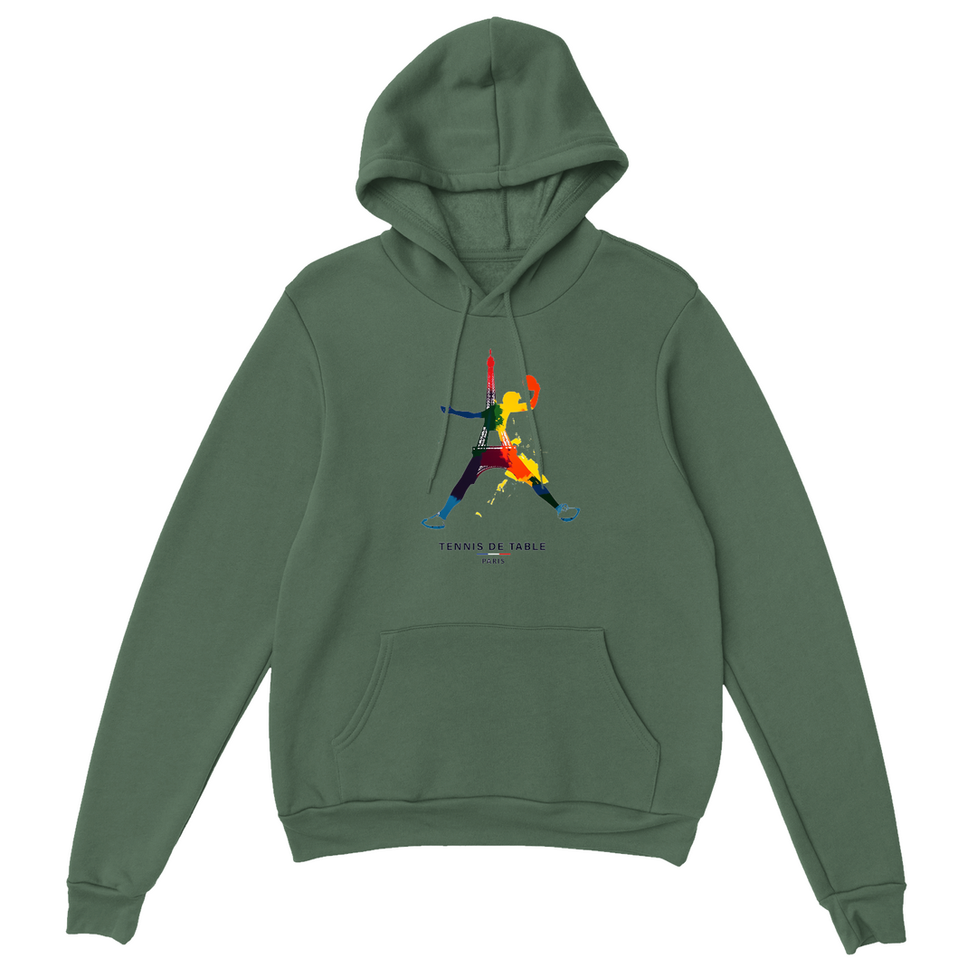 Hoodie featuring a graphic print of a tennis table in Paris