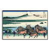 Ukiyo-e print depicting Ono Shindon in Suraga Province, featuring blue and gray tones