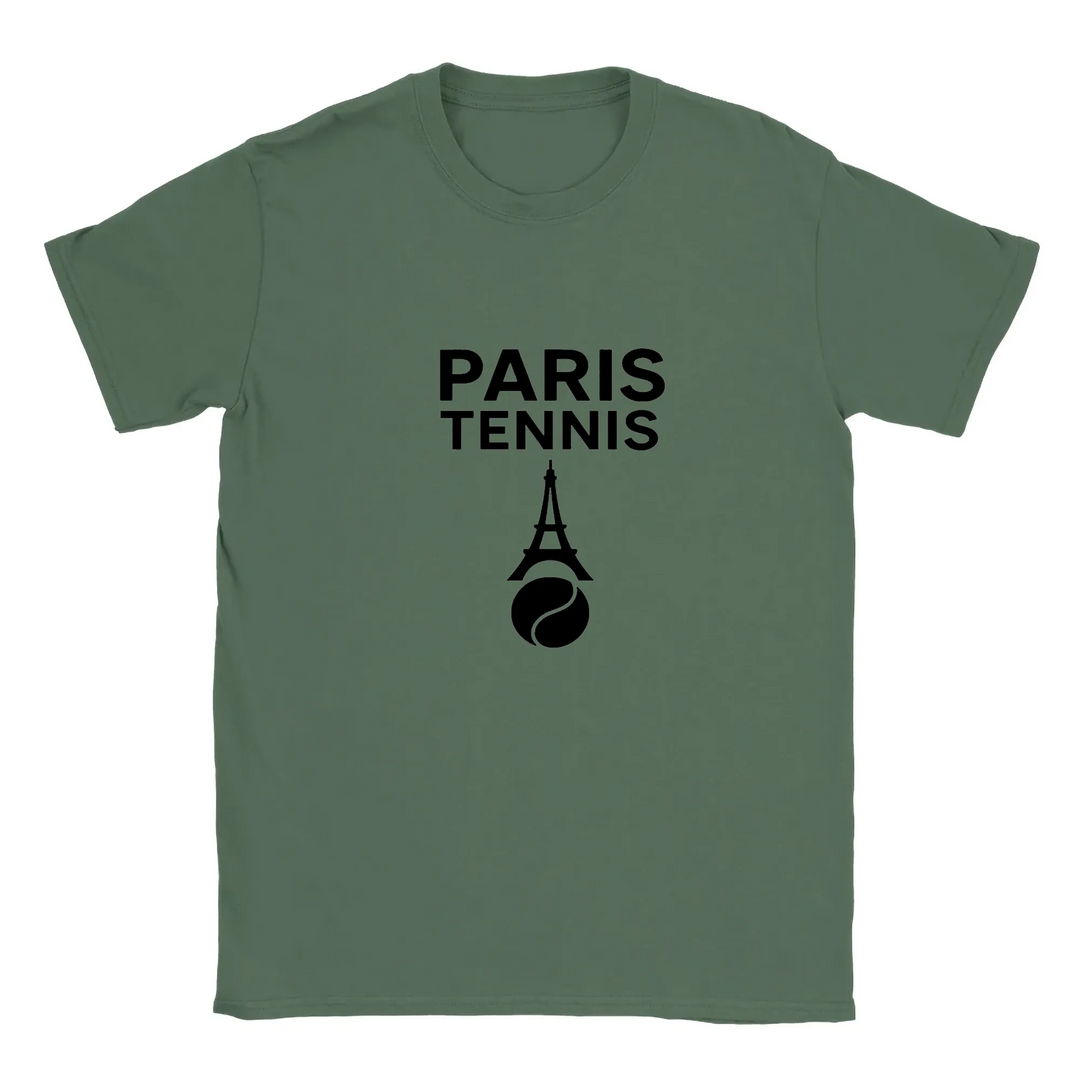 T-shirt featuring a graphic of a tennis player in Paris