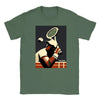 T-shirt featuring a graphic design of tennis elements and Paris landmarks