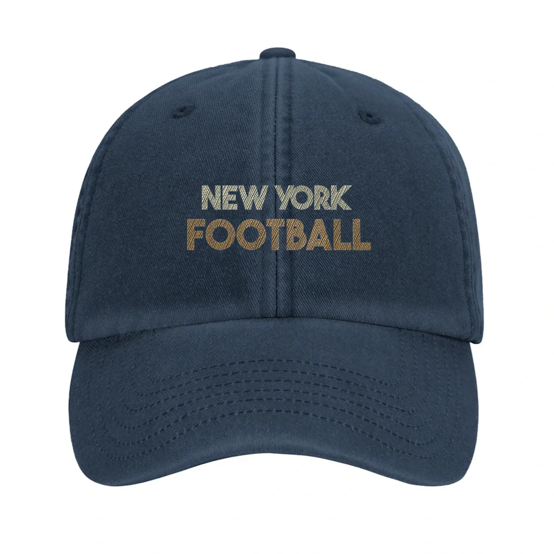 Embroidered cap featuring a vintage New York Football 1 design