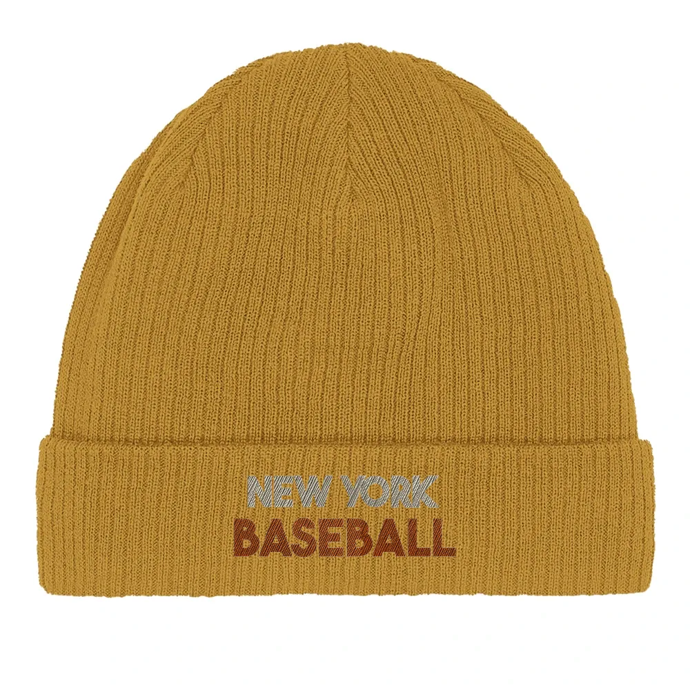 Embroidered beanie featuring a New York Baseball 5 design