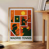Cartel de Rafa en Madrid, obra dinámica negra y verde tenis