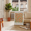 Gray and orange floral pattern in the style of William Morris