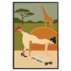 Poster showing a minimalist relaxed scene in brown and green, motivational
