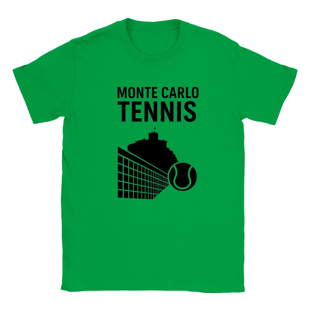 T-shirt featuring a graphic of a tennis player in action at Monte Carlo
