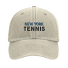 Embroidered cap featuring a vintage New York Tennis logo