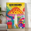 Blue and red mushroom illustration in Japanese-style poster, contemporary print