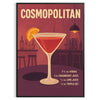 Stylized Cosmopolitan cocktail glass with orange and brown hues