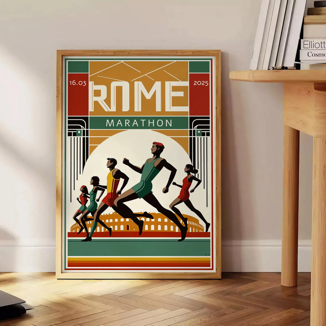 Corridori dinamici in movimento con sullo sfondo l'architettura storica di Roma