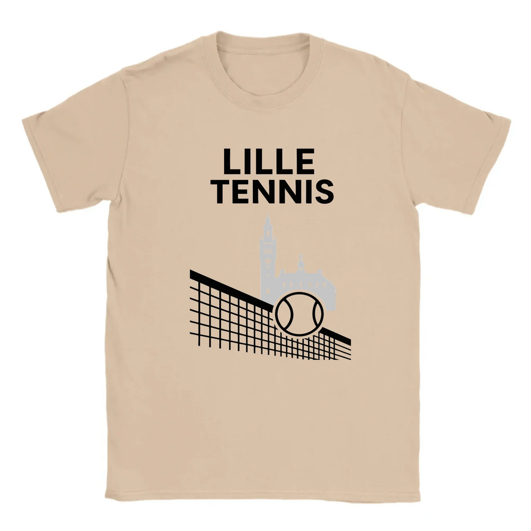 T-shirt featuring a graphic of a tennis player in action