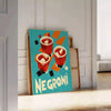 Negroni poster featuring orange and brown minimalist vintage illustration