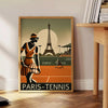 Black and gray minimalist Paris tennis poster with modern graphic design